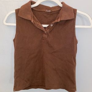 John Galt Collared Button Tank Top